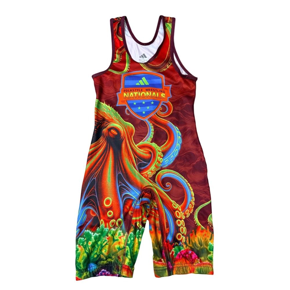 Adidas Folkstyle Wrestling Nationals Singlet Finalist Red Mens Size Small